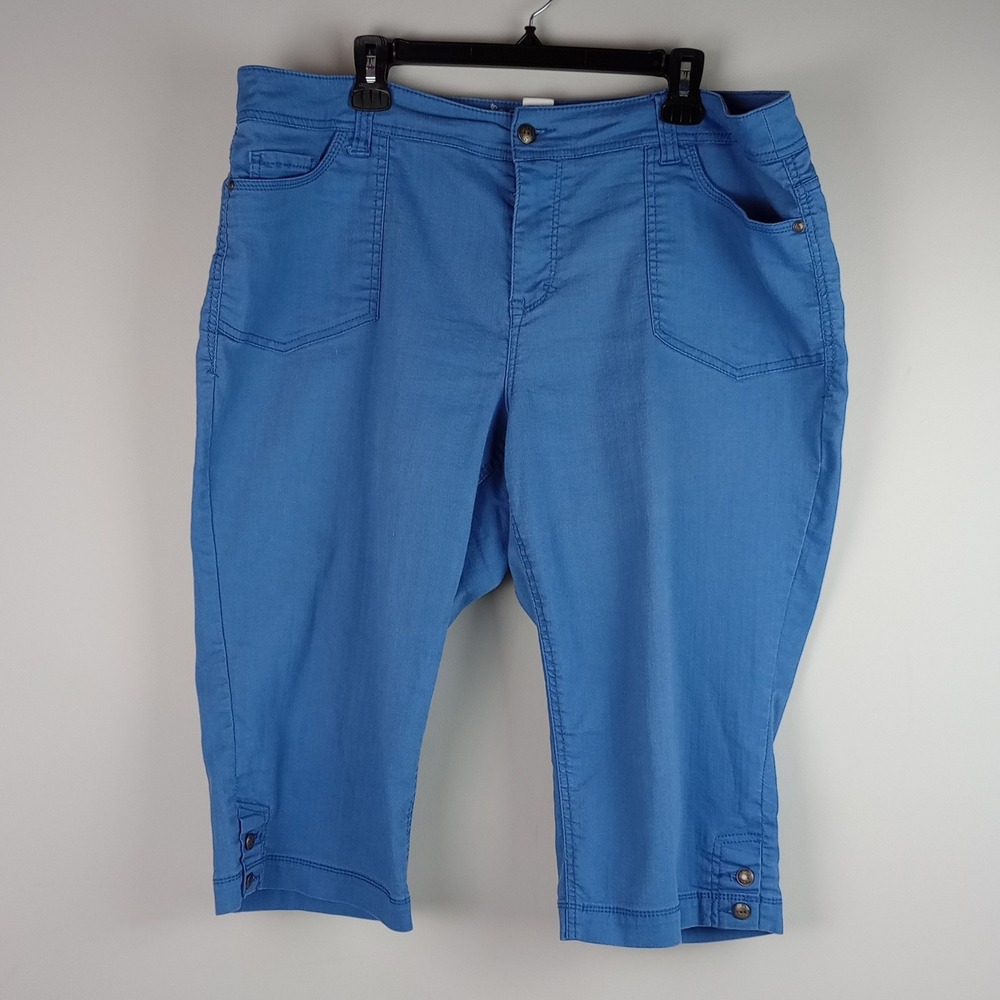 Sonoma Womens 18W Blue Stretch 5 Pocket Casual Summer Crop Modern Capri Pants